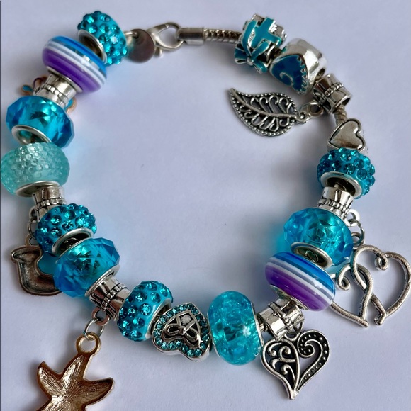 HANDMADE handmade AQUA glass bracelets. 8.5’inch. 925 silver cord. - Picture 11 of 17